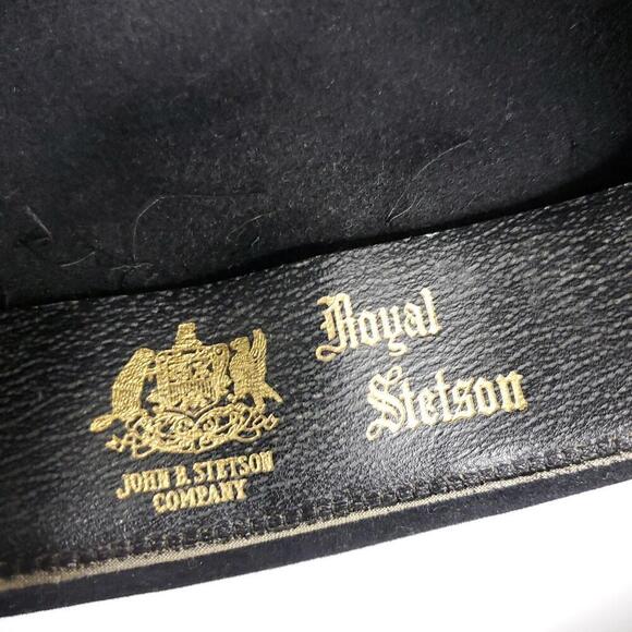 Vintage Royal Stetson Hat Union Made Bowler 50s 60s Rounded Top Fedora Black - Picture 5 of 11
